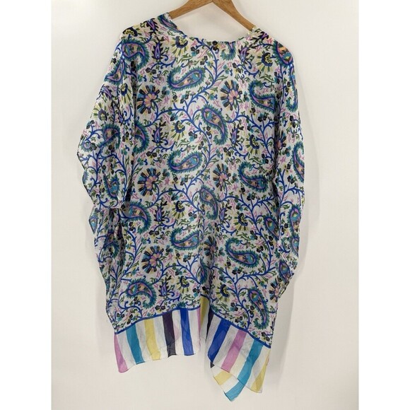 Soft Surroundings  Open Wrap Poncho Kimono 100% Silk Floral Paisley SMALL/MEDIUM - Picture 2 of 9